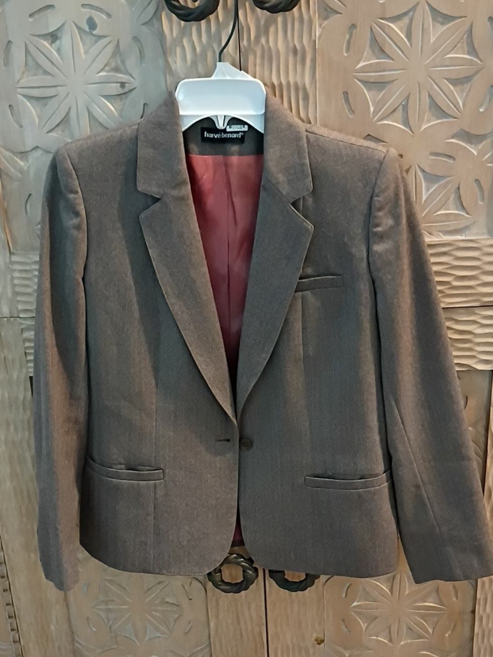 Harve Benard Gray Sport Coat with Burgundy Lining